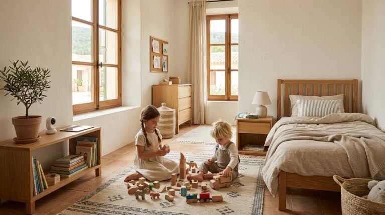 Dormitorio infantil con dispositivos electrónicos, evaluado por Harmos